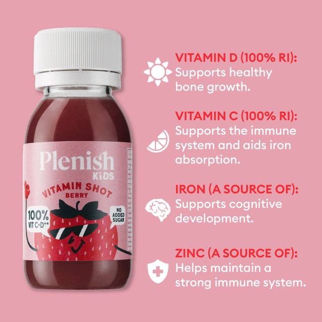 PLENISH kids strawberry shot 4 x 60ml, imported from the UK