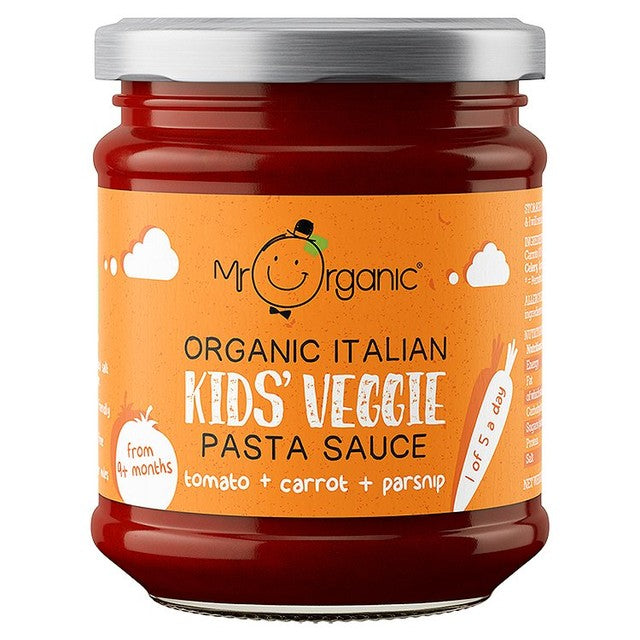 Mr Organic tomato carrot parsnip pasta sauce 200g, imported from the UK