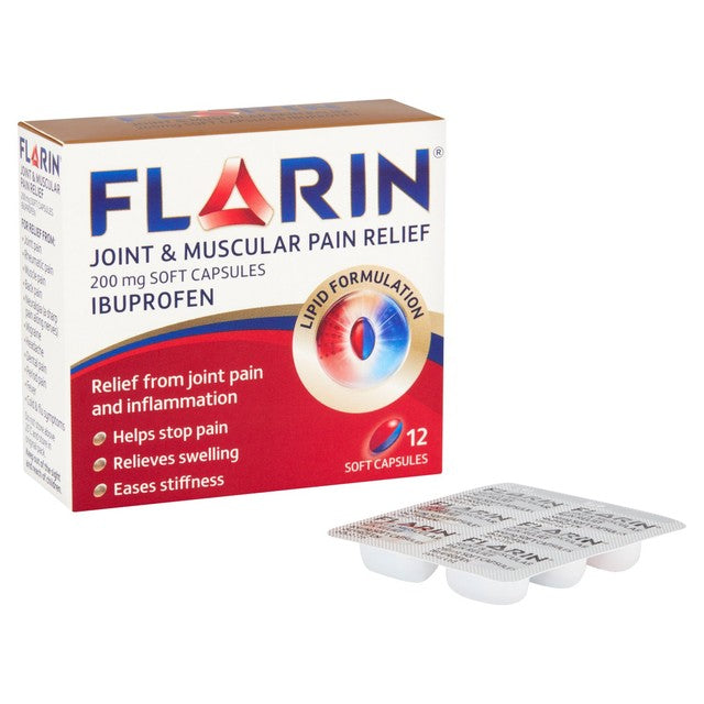Flarin joint and muscular pain relief 200mg capsules 12 pack - British product