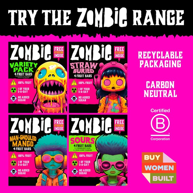 Zombie Snacks man-ghouled mango fruit bars 100g multipack (British brand)