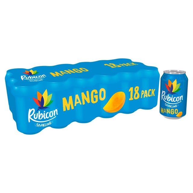 Rubicon Sparkling Mango Soft Drink 18 x 330ml Cans, imported from the UK