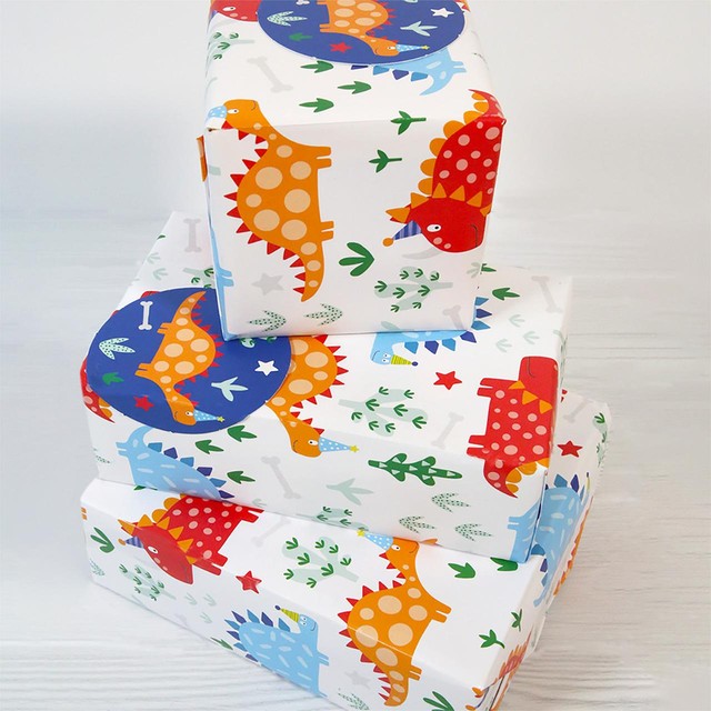 Abacus dinosaur gift wrap 50cm x 70cm with tags - British product