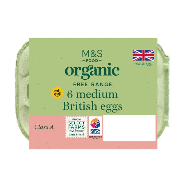 M&S organic free range medium eggs, imported from the UK