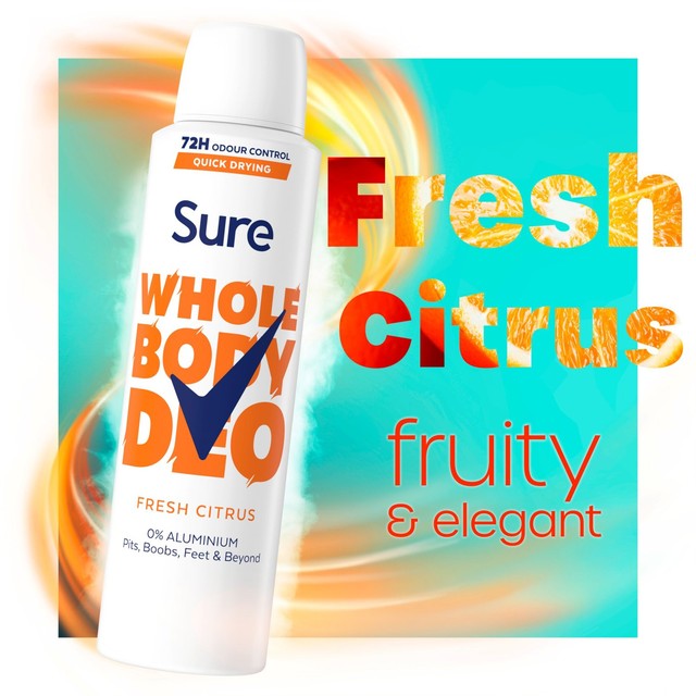 Sure Women's Whole Body Deodorant Spray Citrus 150ml (British brand)