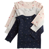 M&S Heart Frill Tops Navy 3-6 Months, imported from the UK
