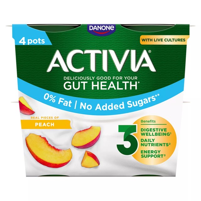 Activia Peach Fat Free Yoghurt Multipack 4 x 115g - British product
