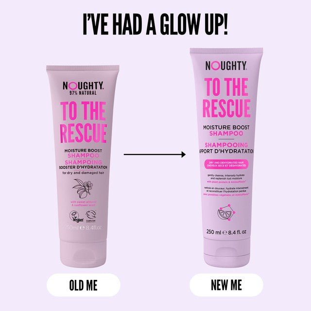 Noughty To The Rescue Moisture Boost Shampoo 250ml, imported from the UK