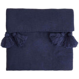 M&S knitted tassel throw navy, imported from the UK