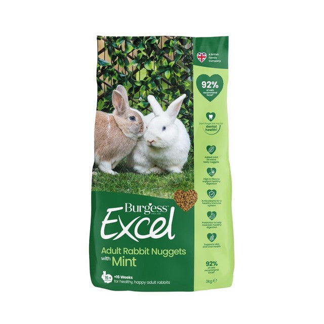 Burgess Excel adult rabbit food with mint 3kg - British product
