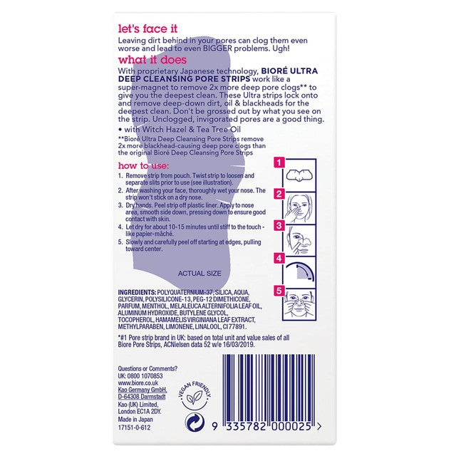 Biore pore strips Tea Tree 6 Pack - British product