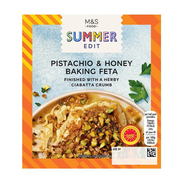 M&S Pistachio & Honey Baking Feta 270g, imported from the UK