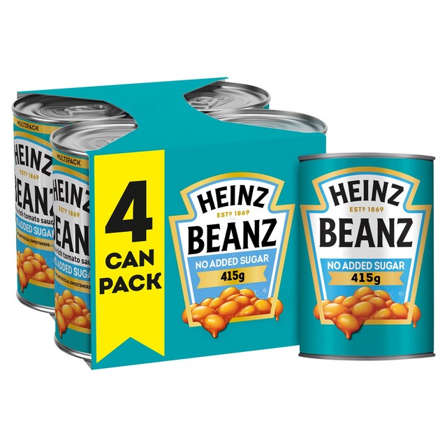 Heinz No Added Sugar Baked Beans in tomato sauce 4 x 415g cans, UK version