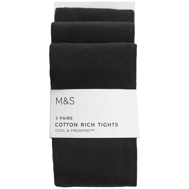 M&S black school tights 3 pack, 4-5 years, imported from the UK