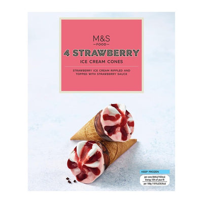M&S Cornets de Glace Fraise 4 x 73g
