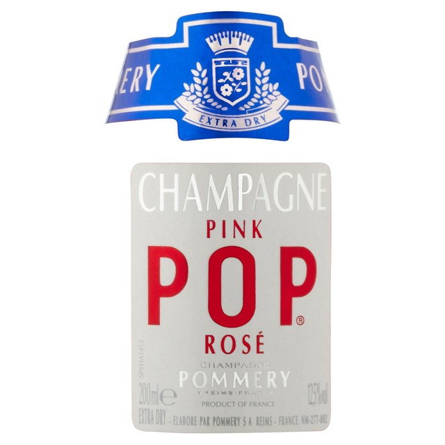 Pommery extra dry rosé champagne in 20cl small bottle, imported from the UK