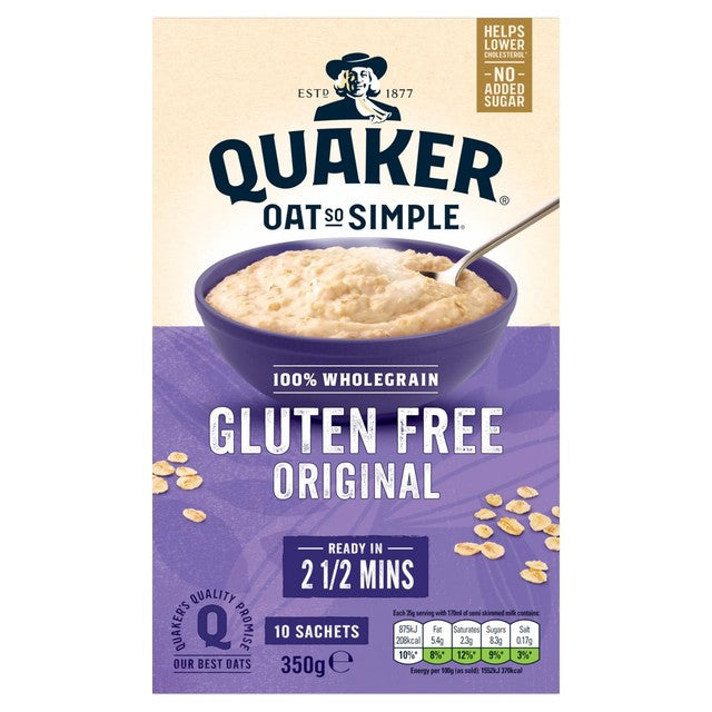 Quaker Gluten Free Original Porridge Sachets 10 sachets, imported from the UK