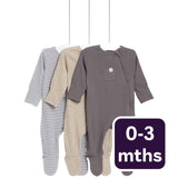 M&S Sleepsuits Striped Plain 0-3 Months, imported from the UK
