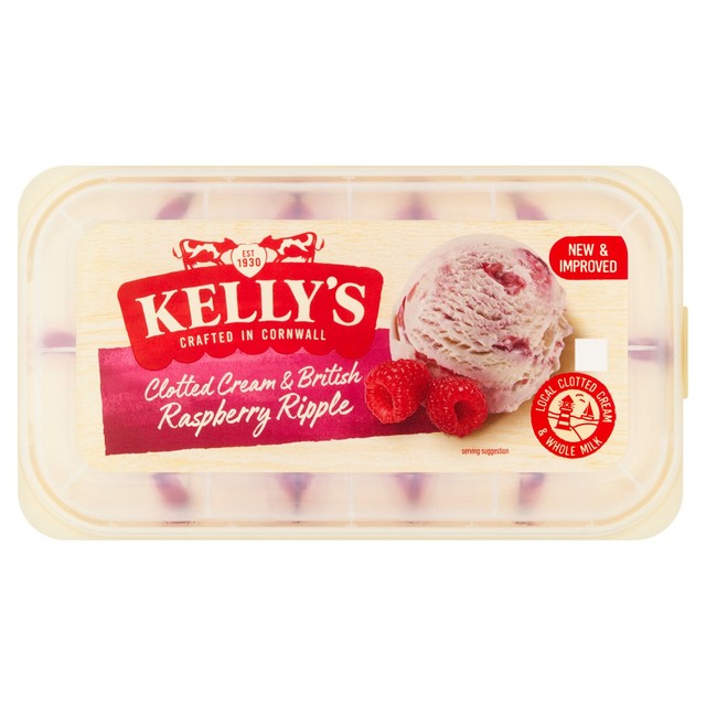 Kelly's Clotted Cream and British Raspberry Ripple ice cream 950ml, UK version