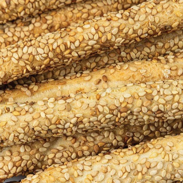 Realfoods organic sesame breadsticks 120g, imported from the UK