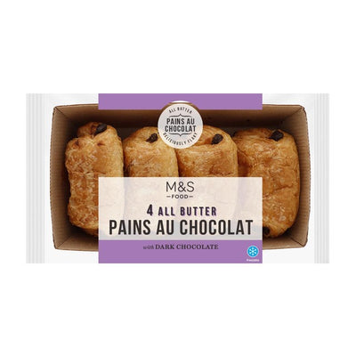 M&S Pain Au Chocolat Bakst med smør 4 pk