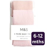M&S baby rib tights 6-12 months pink, UK version
