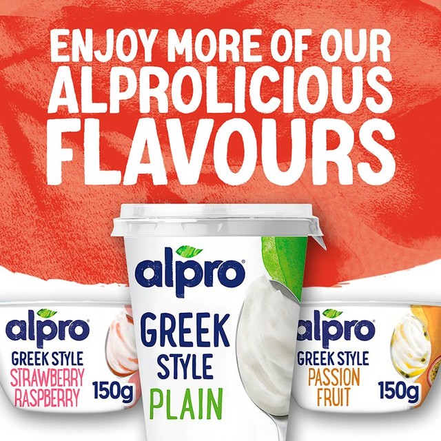 Alpro Greek Style Strawberry Raspberry Dairy Free Yoghurt 150g - British product