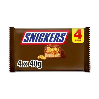 Snickers Caramel Nougat Peanuts and Milk Chocolate Snack Bars Multipack 4x40g