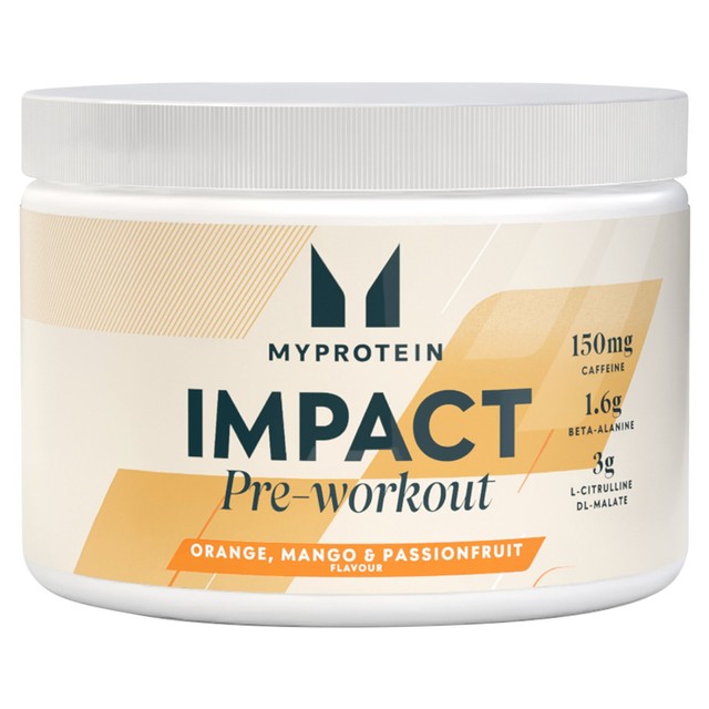 Myprotein Impact Preworkout orange, mango and passionfruit flavour 150g, imported from the UK