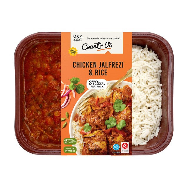 M&S chicken jalfrezi with basmati rice 400g, imported from the UK