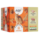 HiLife mature cat food variety pack with chicken and tuna in jelly 32 x 70g, UK version