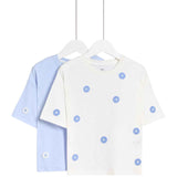 M&S floral tops blue age 4-5 years 2 pack, imported from the UK