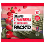 Pack'd organic diced strawberries 300g, imported from the UK