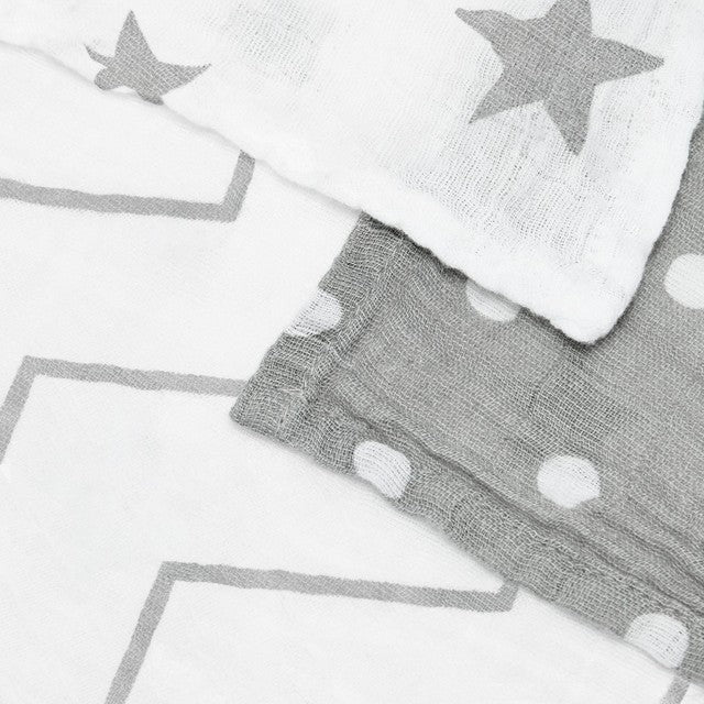 Bloomsbury Mill organic muslin squares grey/white 3 pack - British product