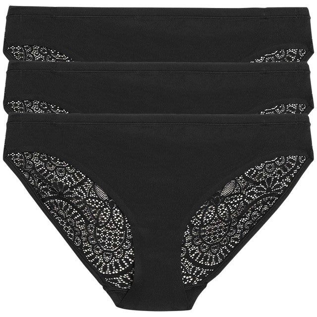M&S black bikini knickers size 10 in a 3-pack, imported from the UK