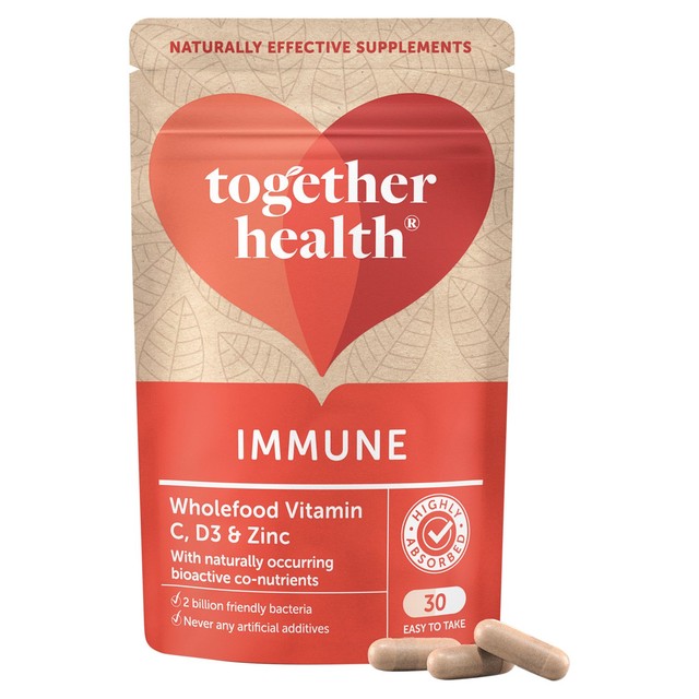 Together Health immune vitamin C D3 zinc supplement capsules 30 capsules (British brand)