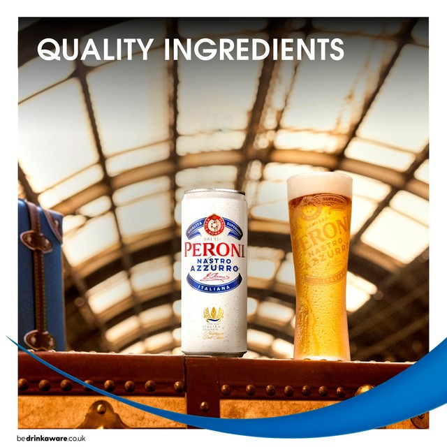 Peroni lager beer in 6x330ml cans, imported from the UK