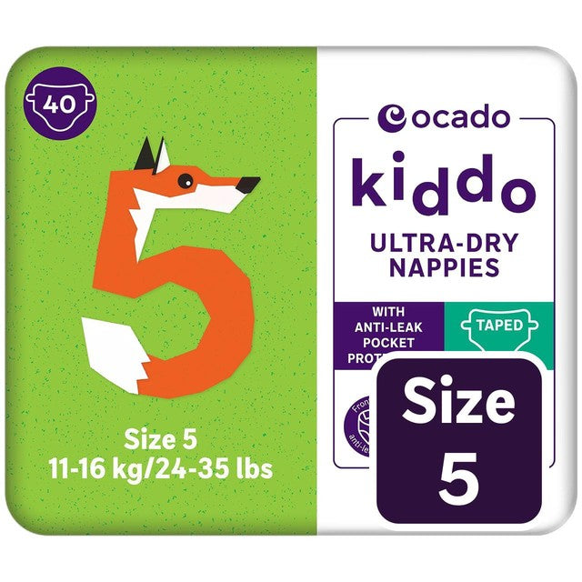Ocado Kiddo Ultra-Dry nappies Size 5 (11-16kg), imported from the UK