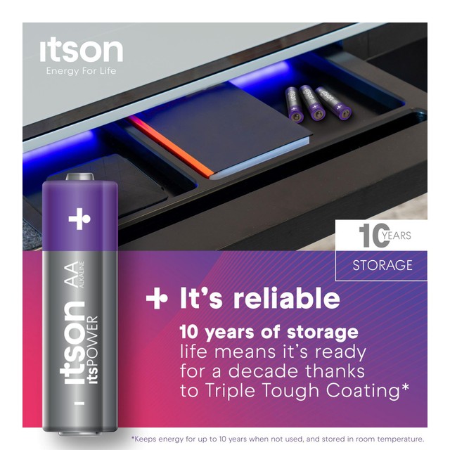 ITSON AA alkaline batteries 10-pack, UK version