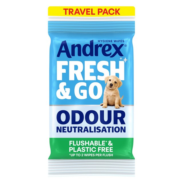 Andrex Fresh and Go Flushable Hygiene Wipes Travel Pack 12 Sheets - British product
