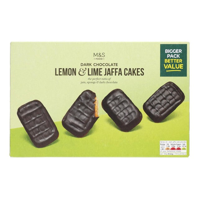 M&S Dark Chocolate Lemon Lime Jaffa Cakes 2x125g, imported from the UK