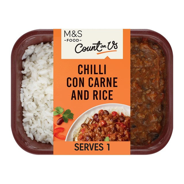 M&S Chilli Con Carne & Rice meal 390g, imported from the UK