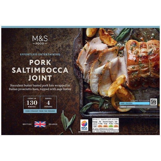 M&S pork saltimbocca joint 650g, imported from the UK