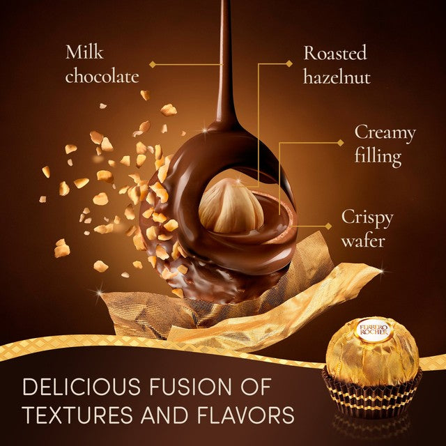 Ferrero Rocher milk chocolate hazelnut pralines in a 24-piece box - British product