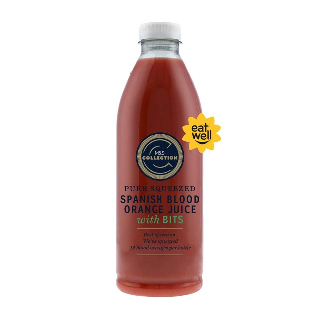 M&S Spanish blood orange juice with bits 1L, imported from the UK