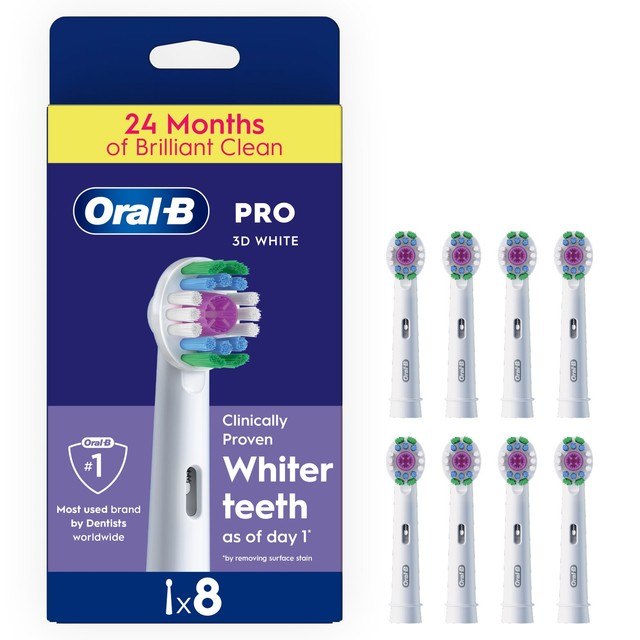 Oral-B 3D White toothbrush heads 8 pack, imported from the UK