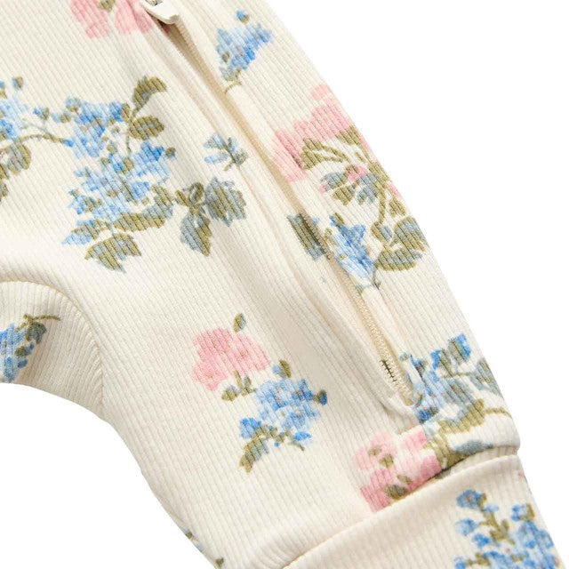 M&S floral frill collar sleepsuit ivory 2-3 Y, imported from the UK