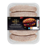 M&S posh dogs pork sausages 540g, imported from the UK