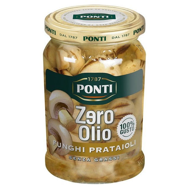 Ponti Zero Oil Grilled Champignon Mushrooms 300g, imported from the UK