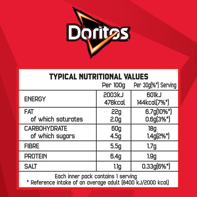 Doritos Chilli Heatwave tortilla chips multipack - British product