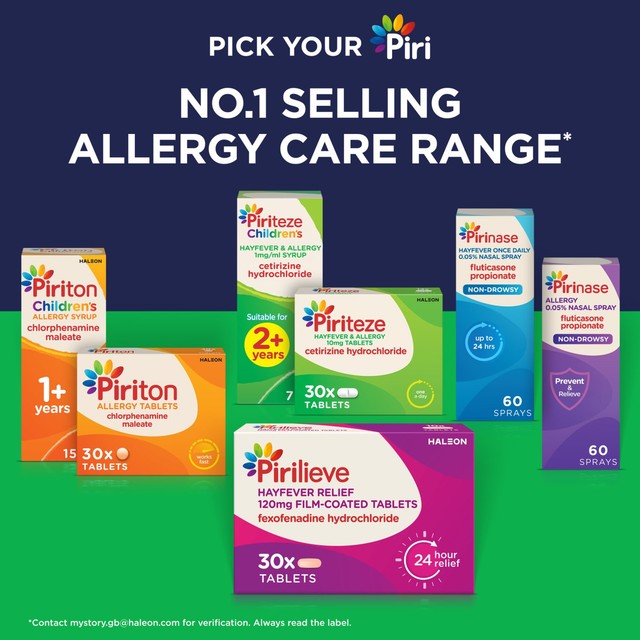 Piriteze Hayfever Allergy 10mg Tablets 7 pack, imported from the UK